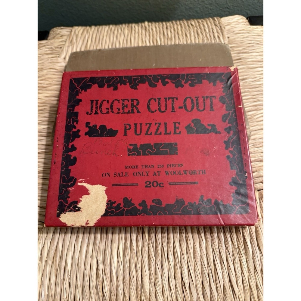 Antique Woolworth Jigger Cut Puzzle Mother&Child Series W/No 1 ,250+ pcs Red Box